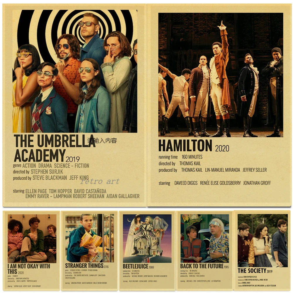 

Classic Vintage Movie Poster Wall Art Canvas Painting Retro Poster for Living Room Bar Decor Umbrella Academy/Hamilton/Hamilton