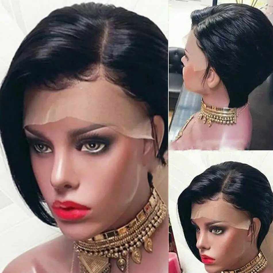 Парик Pixie Cut короткие кружевные передние парики бразильские Прямые 13х4 Remy боковые