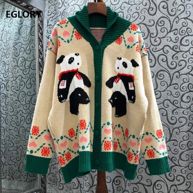 

High Quality New Cardigan Jackets 2020 Winter Women Cute Animal Patterns Knitting Long Sleeve Casual Sweater Cardigan Tops Coats
