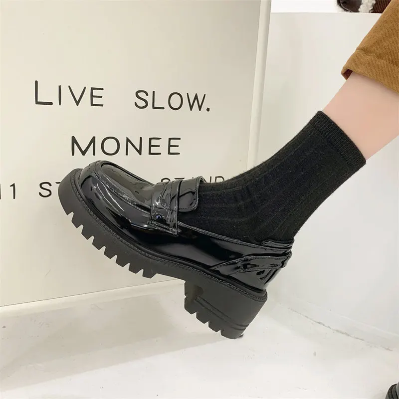 

Loafers shoes harajuku lolita Shoes on heels Japanese High School Student Girly Girl platform Shoes JK Uniform Women's shoes