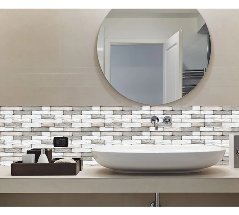 

3D Self-adhesive Wallpaper Home Decor Wallpaper Wall Creative Kitchen Oil-proof Wall Sticker Bathroom Wall Stickers Tile
