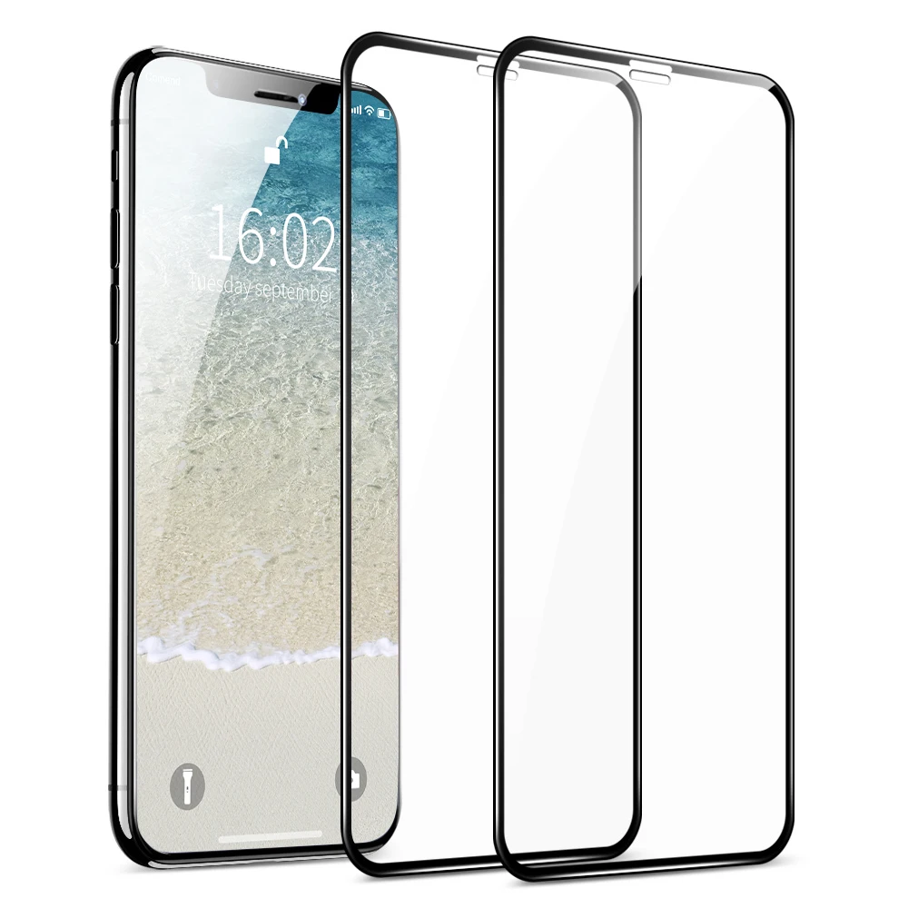 2 шт./лот полное покрытие Защитное стекло для iPhone 7 8 Plus стеклянная пленка X XR XS Max