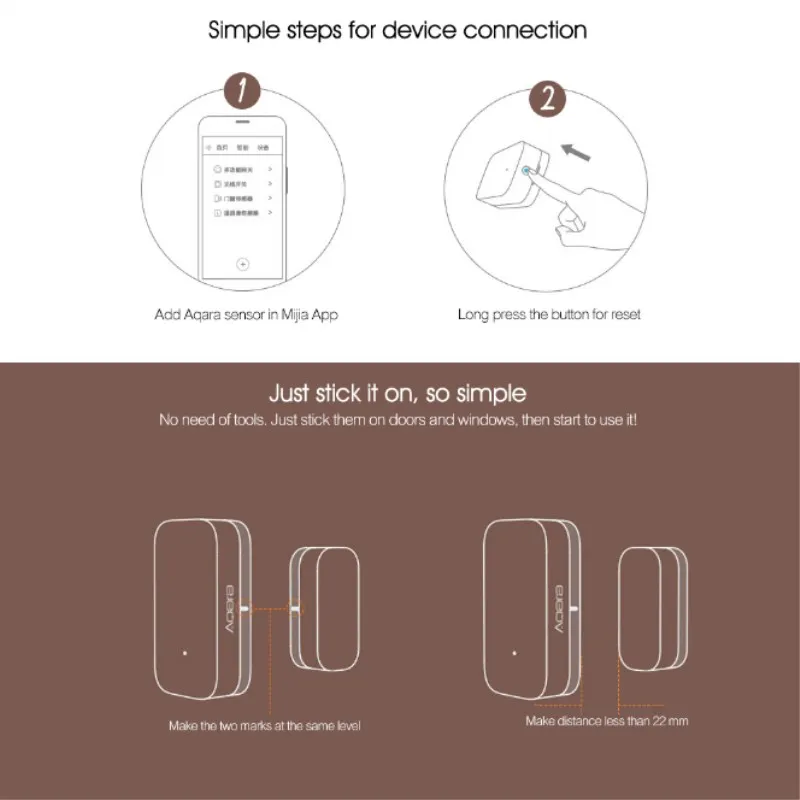 Умный датчик двери и окна Aqara мини дизайн беспроводная связь ZigBee работает с