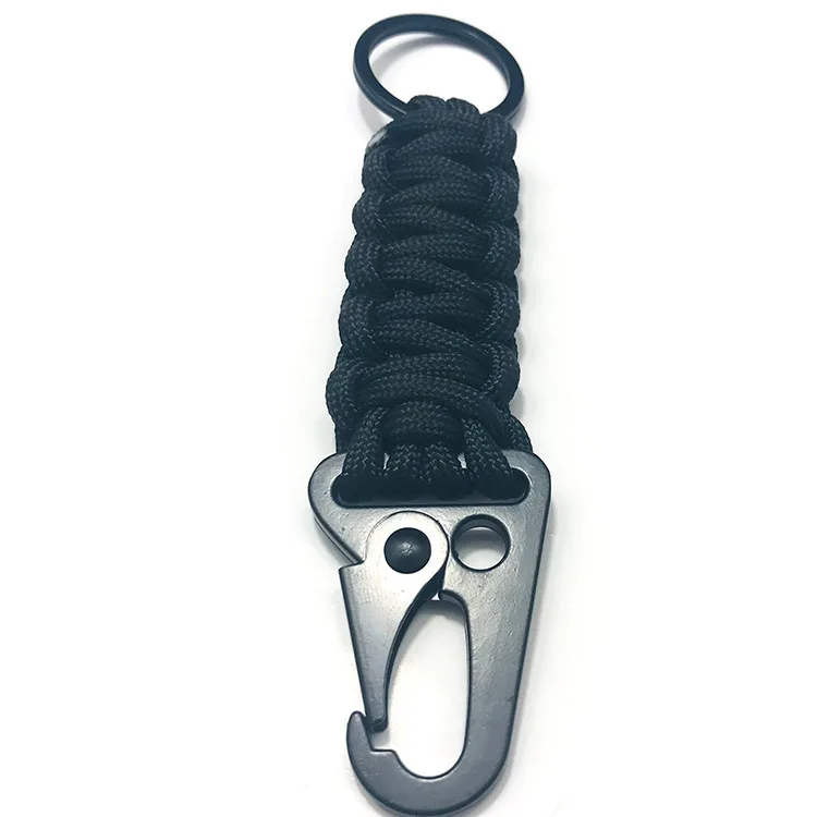 black EDC Веревка Брелок для кемпинга на открытом воздухе набор для выживания военный парашютный шнур аварийный узел брелок кольцо кемпинг карабин - Цвет: black