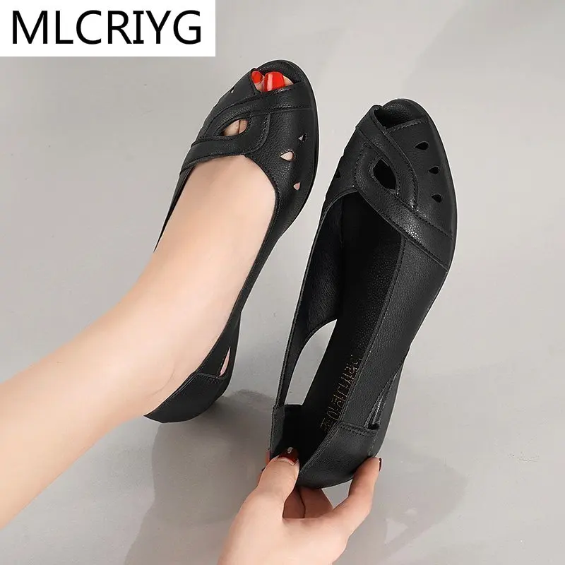 

2021 Summer Fashion Fish Mouth Wedges Sandals Comfortable PU Leather Casual Women Shoes Soft Bottom Women Sandals Zapatos Mujer