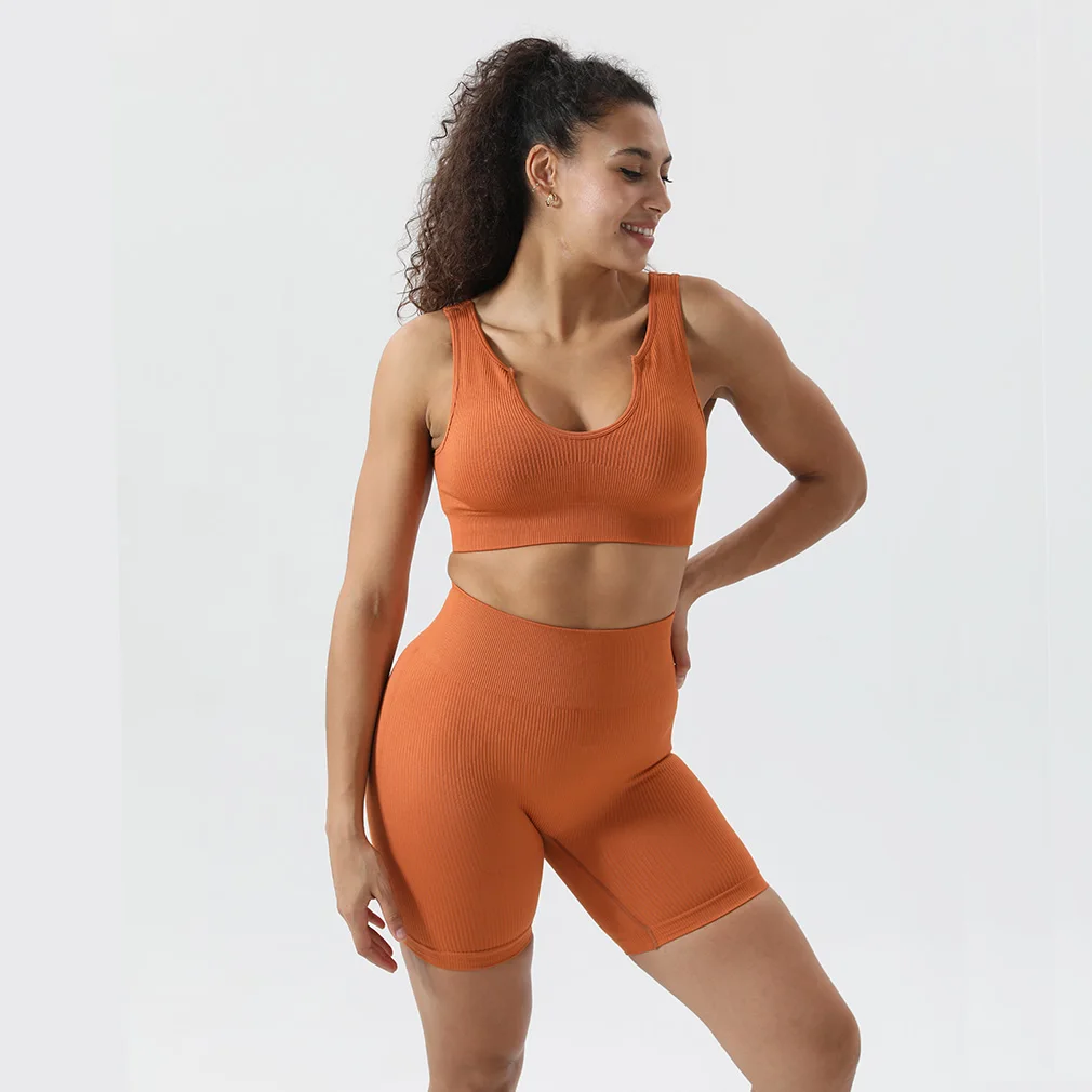

2 PCS Shorts Sport Bra Set Women Yoga Sets Fitness Sports Suits Gym Clothes Breathable Bra Running Leggings Workout Set
