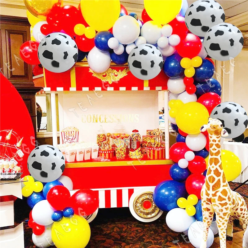

122Pcs Wedding Birthday Party Decor Balloon Red White Blue Cows Set For Kid Baby Shower Balloon Decorations Garland Arch Kit