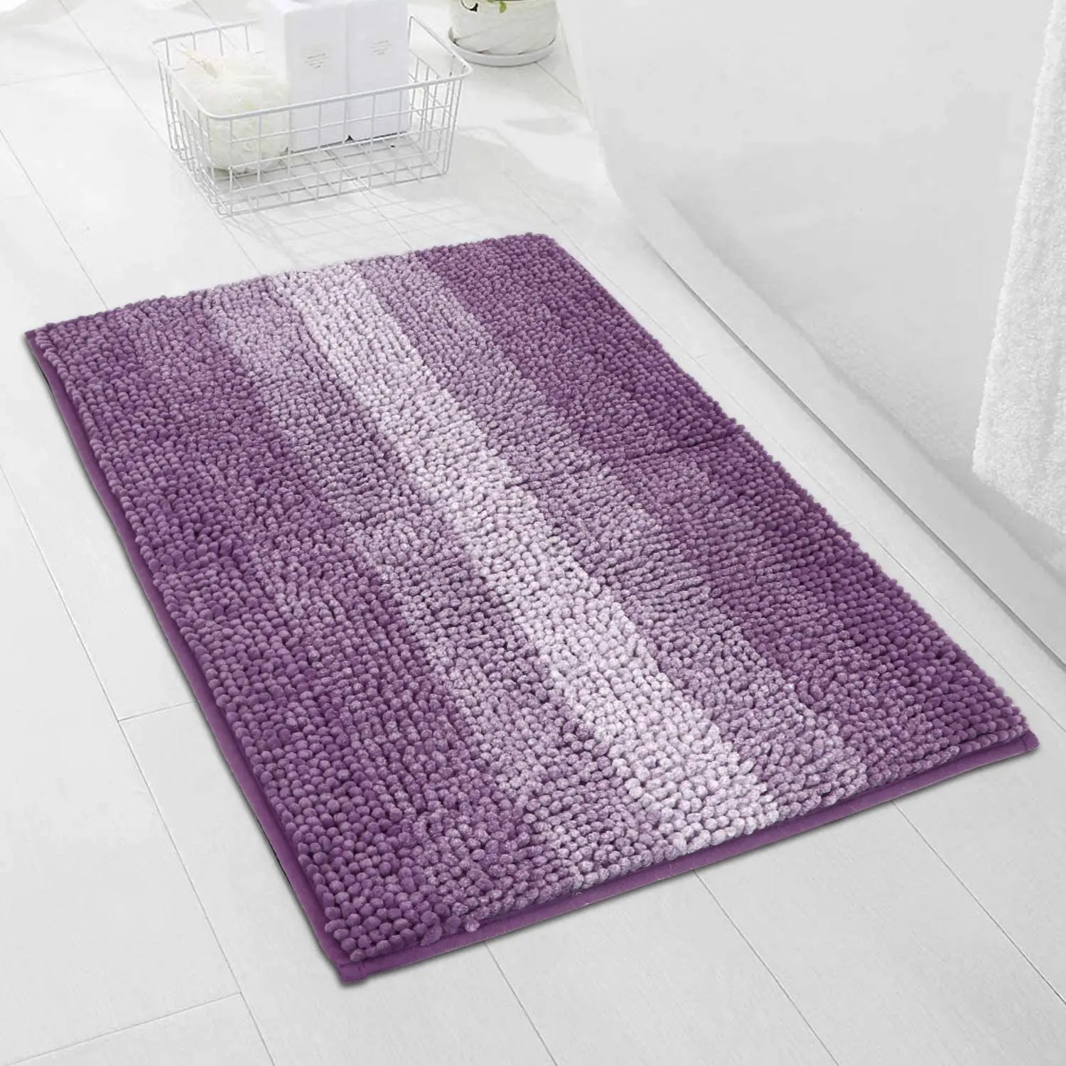 

Gradient Colorful Chenille Bathroom Mat Carpets Entrance Doormat for Toilet Rugs Bath Floor Towel Anti-skid Long Hairy Floor Mat
