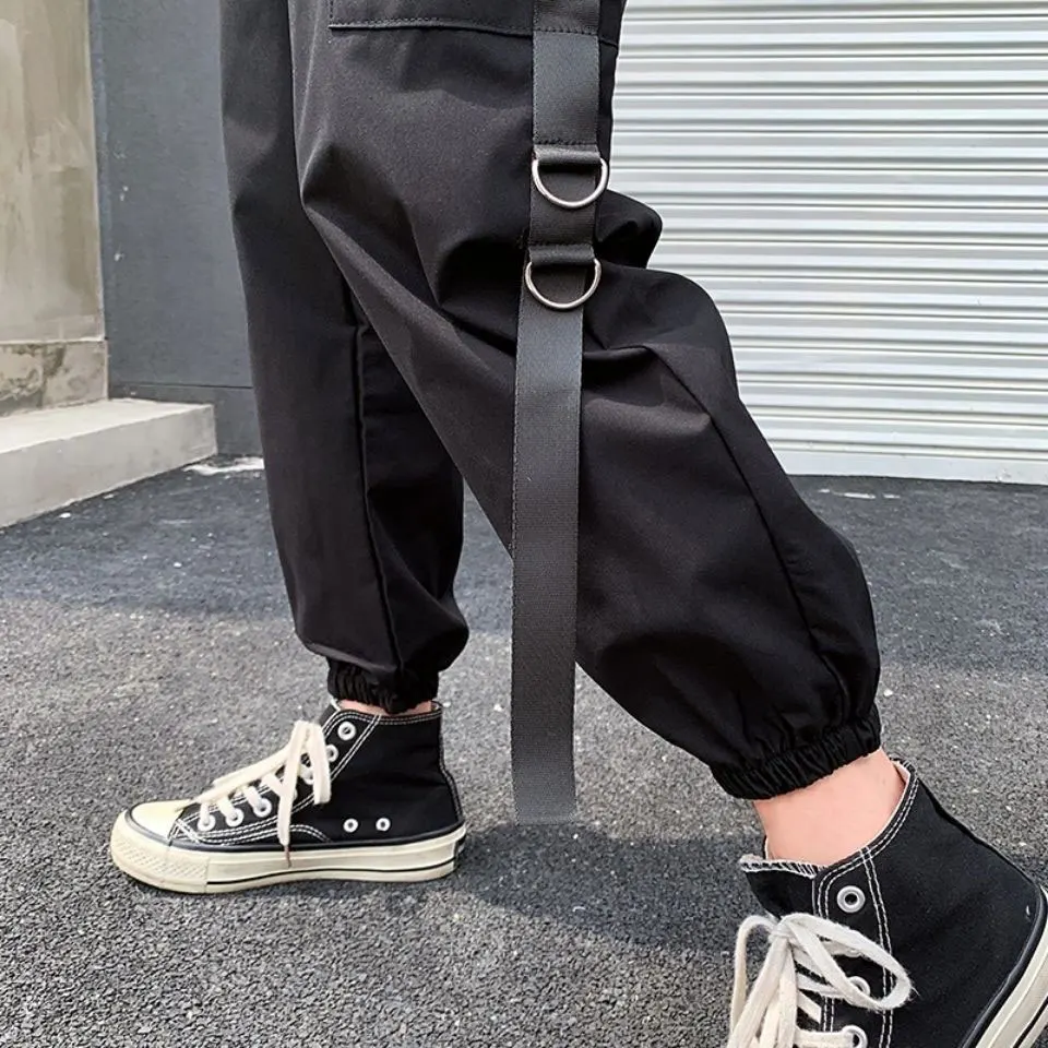 Зимние флисовые брюки в стиле панк хип-хоп подростковые Харадзюку черная