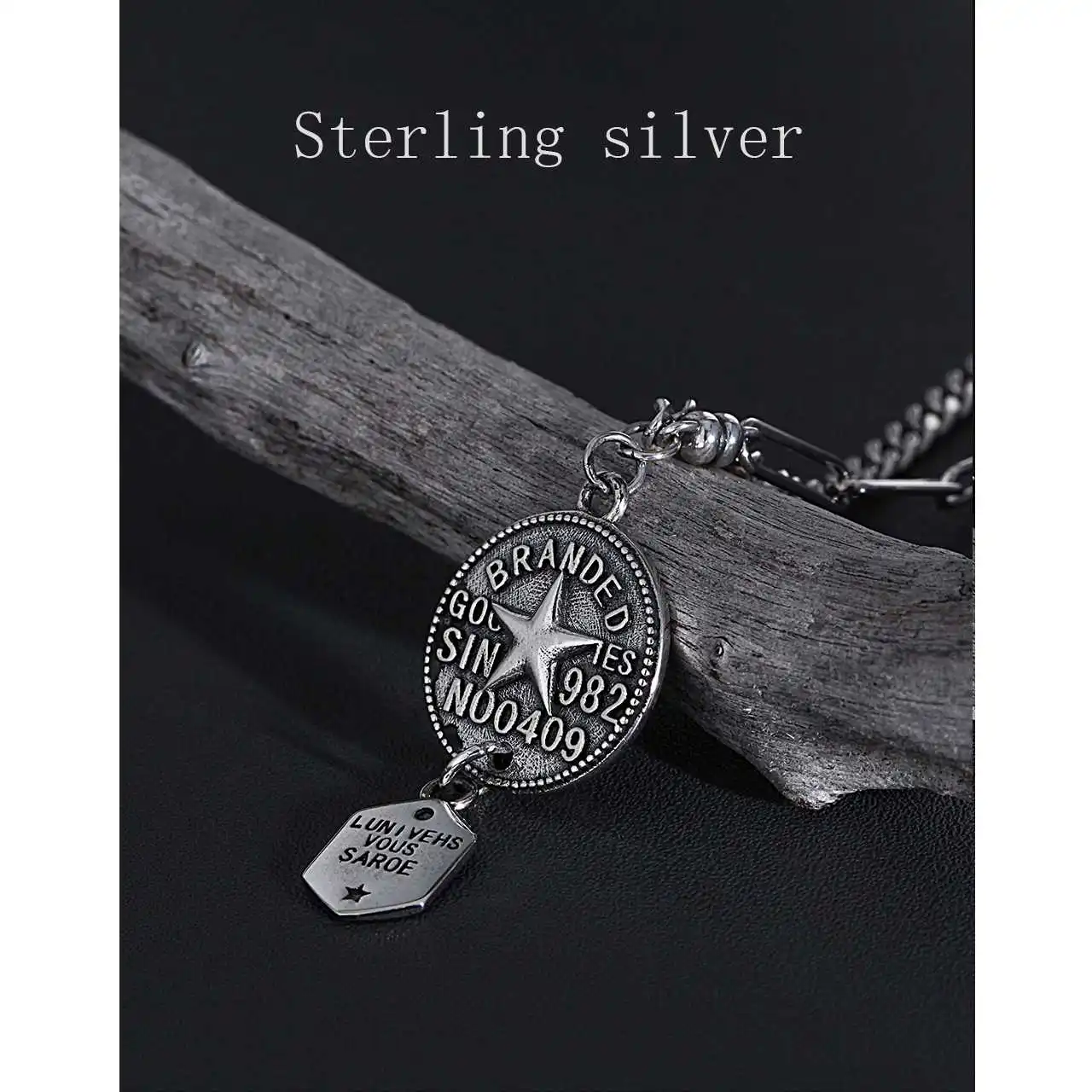 

Женское винтажное ожерелье из серебра 925 пробы с кулоном в виде пятиконечной звезды, тайская Серебряная Женская бижутерия в стиле хип-хоп, цепочка для свитера