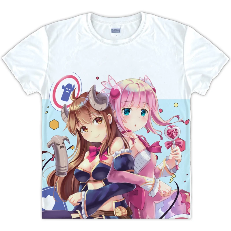 Аниме Machikado Mazoku футболка одежда с короткими рукавами Yoshida Yuko & Chiyoda Momo унисекс
