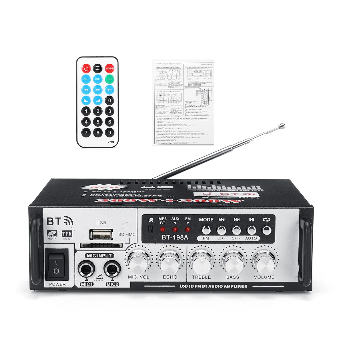Bluetooth усилитель 220 В 12 HIFI беспроводной bluetooth бас аудио FM радио U Dish TF карта мощности