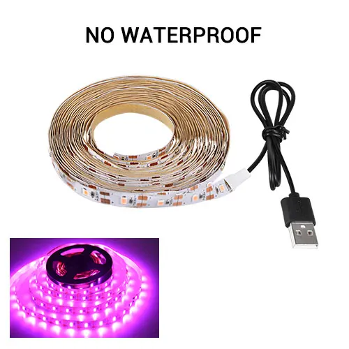 No Waterproof Светодиодный светильник для выращивания растений, 5 В, USB, 5 м, 2835, полный спектр, фитолампа для выращивания растений, для помещений, теплица, гидропонный светильник для выращивания растений, s - Испускаемый цвет: No Waterproof
