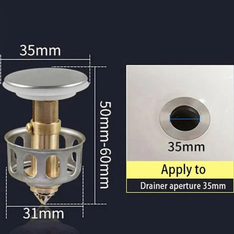 

Universal wash basin bounce drain filter Sink Drain Vanity Stopper Bathroom Accessories Bathtub Sink Drain Hair Catcher Faucet~