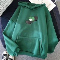 zogaa 2021 new hoodie womens cute frog pattern long sleeve top fashionable sports casual loose streetwear cotton hoodie s 3xl