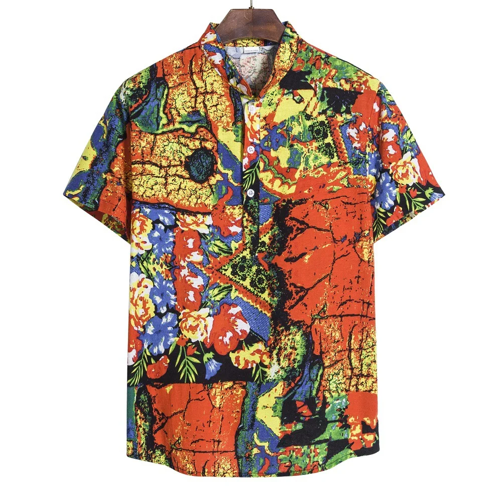 

Brand Men Beach Hawaiian Shirts Casual Slim Fit Vintage Shirt Summer Short Sleeve Print Cotton Shirt Mens Chemise Homme