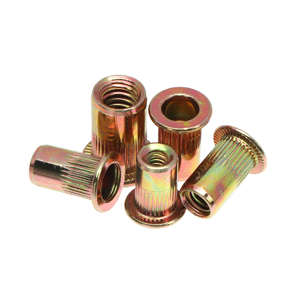 

150pcs Rivet Nuts 6-32 8-32 10-24 10-32 1/4-20 Nutsert Riveter Hand Riveting Flat Head Threaded Rivet Insert Cap Rivet Nut