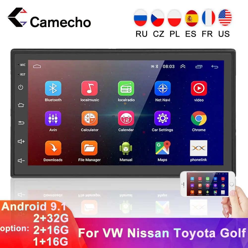 Автомагнитола Camecho 2 Din Android 9 1 автомобильный мультимедийный видеоплеер с GPS