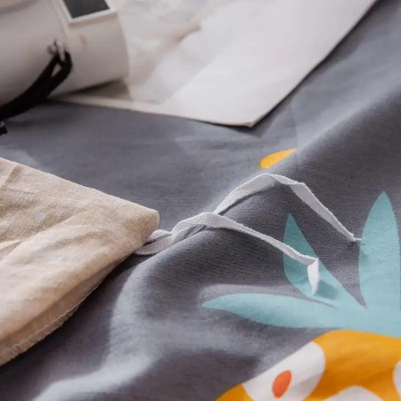 

Gray Fruit bedding set Luxury pure cotton bedclothes bed set girl princess print duvet cover countryside bedlinen sheet