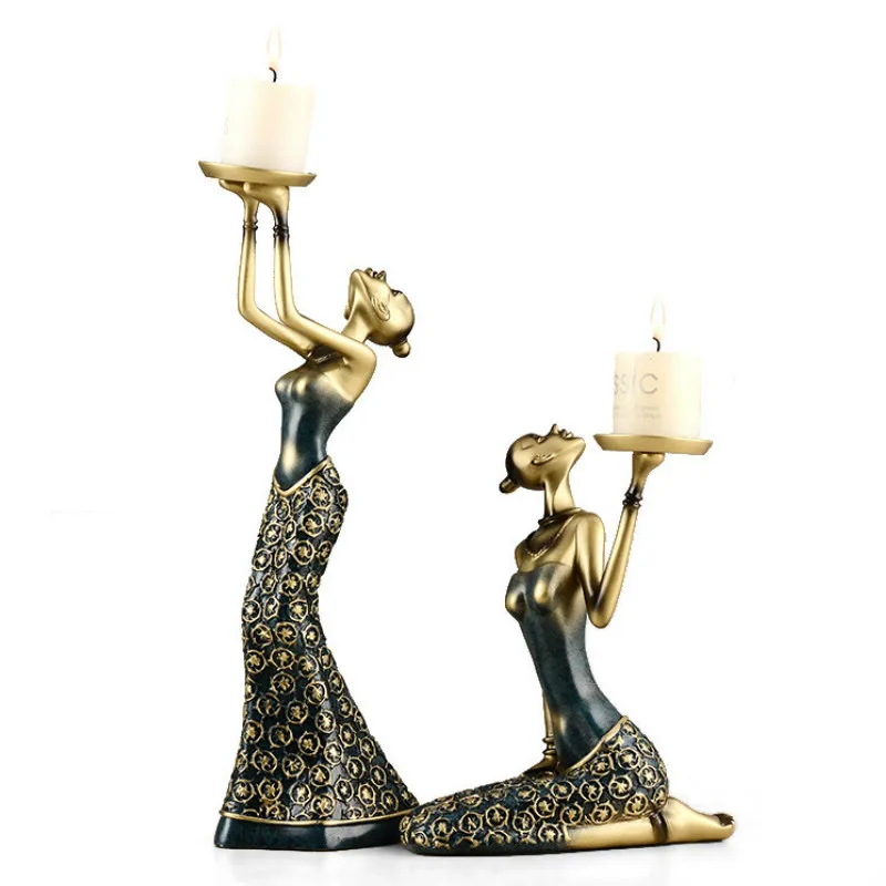 

2021 European retro beauty candle holder decoration American home creative wine cabinet decoration candle props