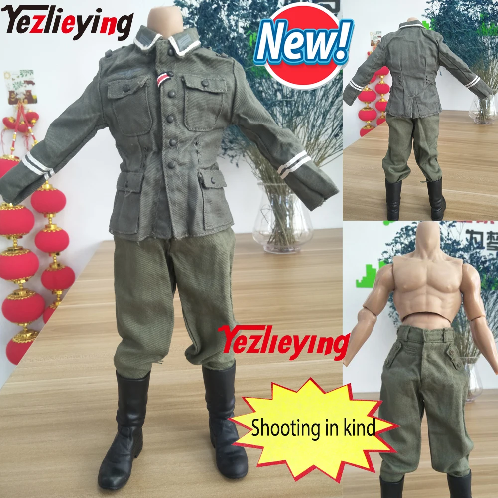 

1/6 Scale Action Figure Accessory German Military Uniform WWII Soldier Toy National Defense Uniform Coat Pants M43 Suit F12"Body