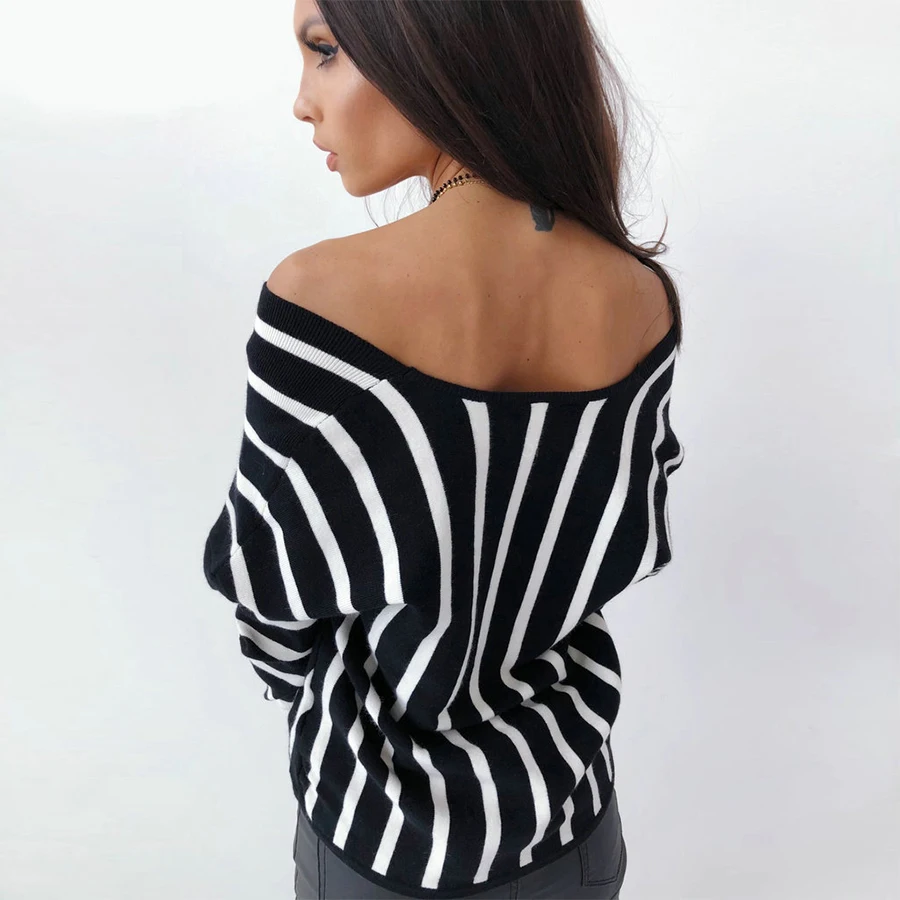 Женские теплые Полосатые блузки одежда женская зимняя Свободная Повседневная