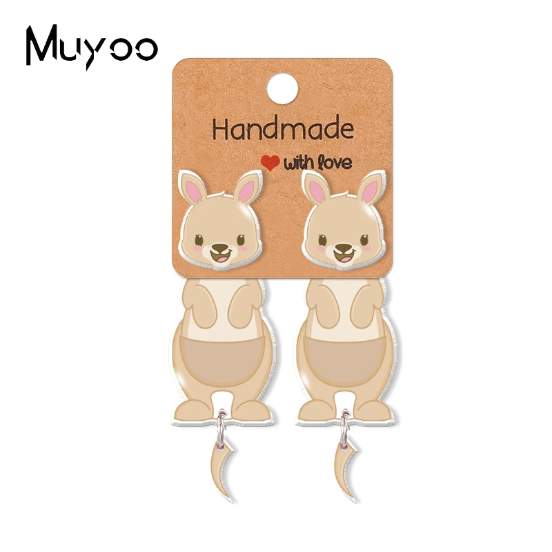 2021 новые милые серьги-гвоздики кенгуру с австралийскими животными из акриловой