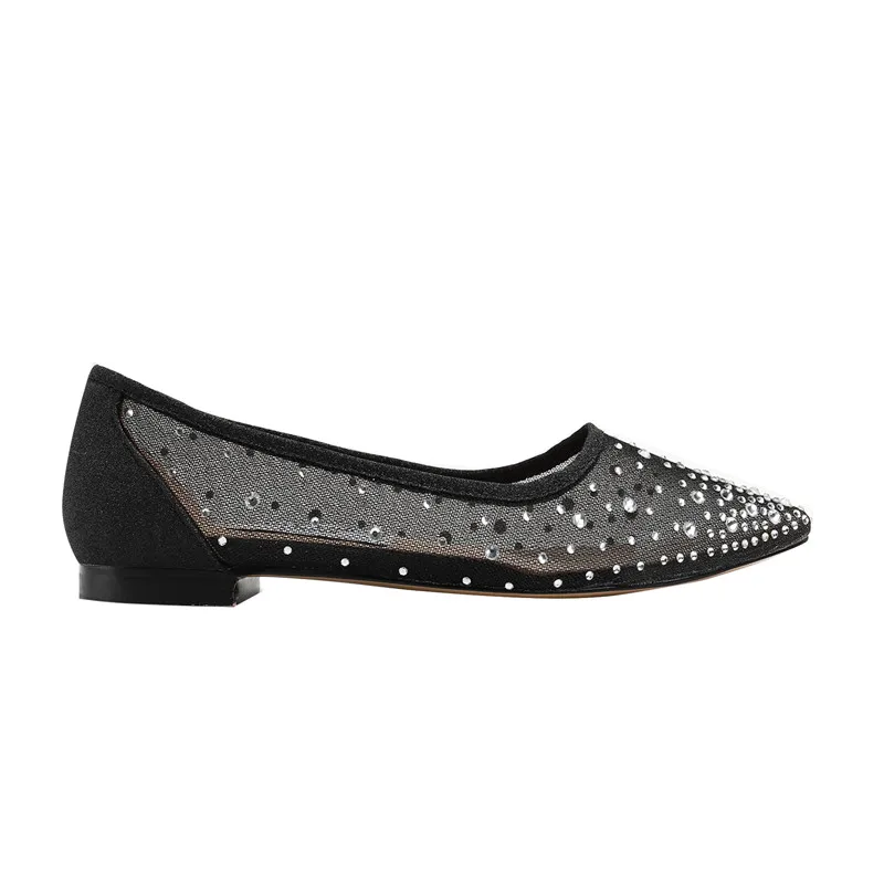

Mesh diamond shoes decorated with pointed toe women's shoes 2020 summer new shallow mouth flat shoes breathable wedding shoes