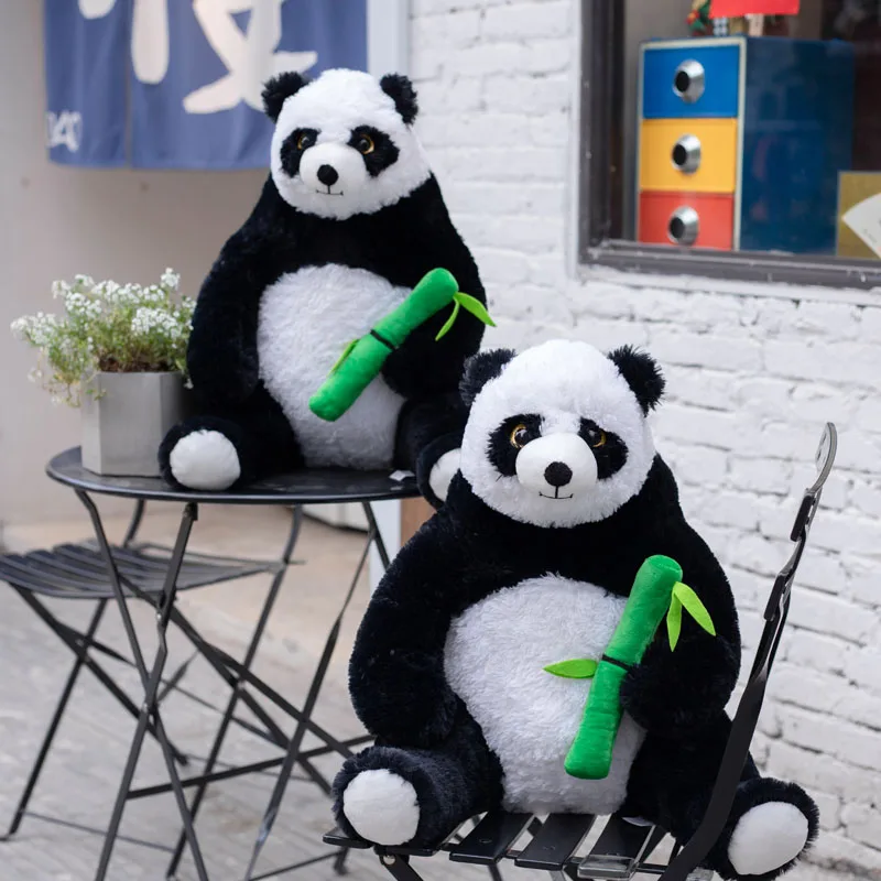 

Cute Simulated Baby Big Giant Panda Bear With Bamboo Plush Stuffed Animal Toy Pillow Cartoon Kawaii Dolls Girls Lover Gifts