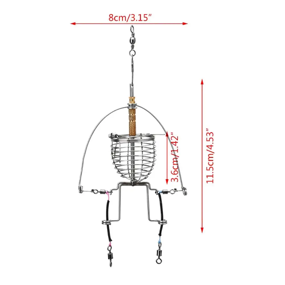 

Fish Small Stainless Steel Bait Cage Basket Feeder Holder Fishing Lure Trap Spring Cage Hook Tackle-Launcher Fishing Accessories
