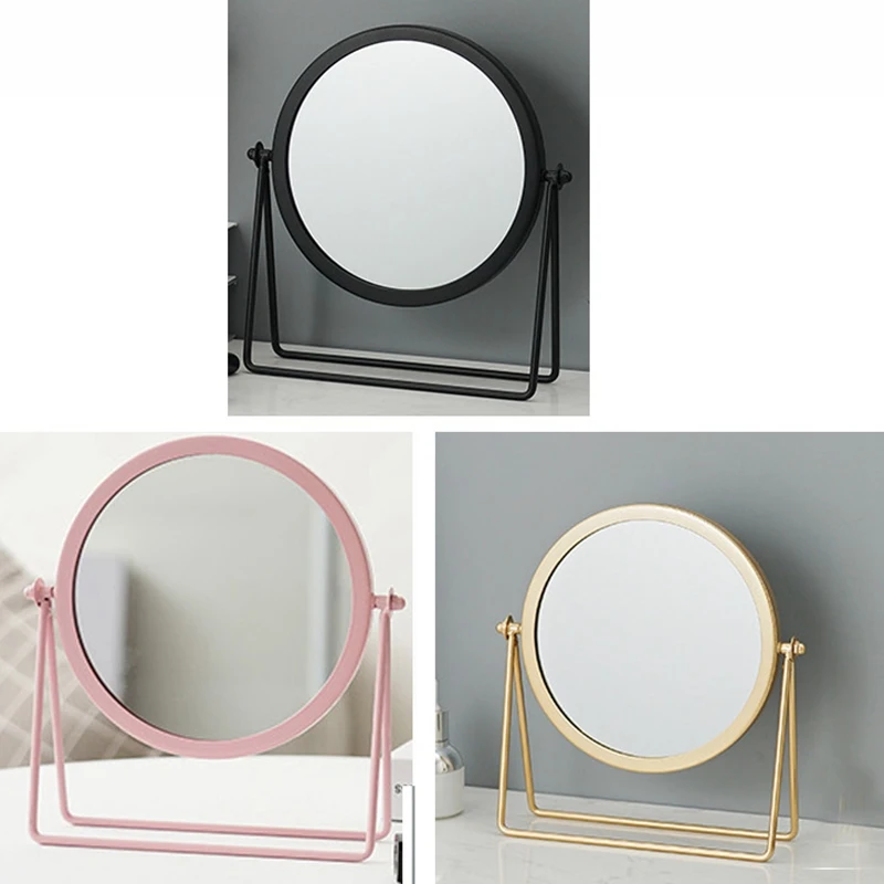 

Metal Decorative Mirror Lady Desktop Makeup Mirror 360 Round Shape Vanity Mirror Backlit Mirrors