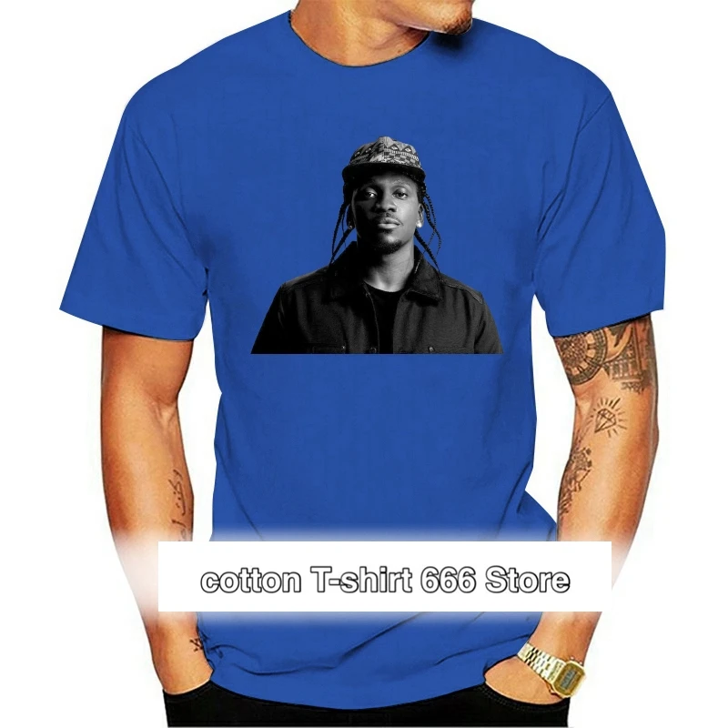 

Camiseta de moda para hombre, Camisa de algodón с принтом PUSHA de 100%, informal, de verano