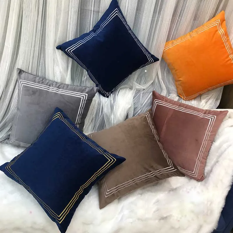 1 шт. бархатная наволочка с вышивкой в скандинавском стиле зеленый серый розовый