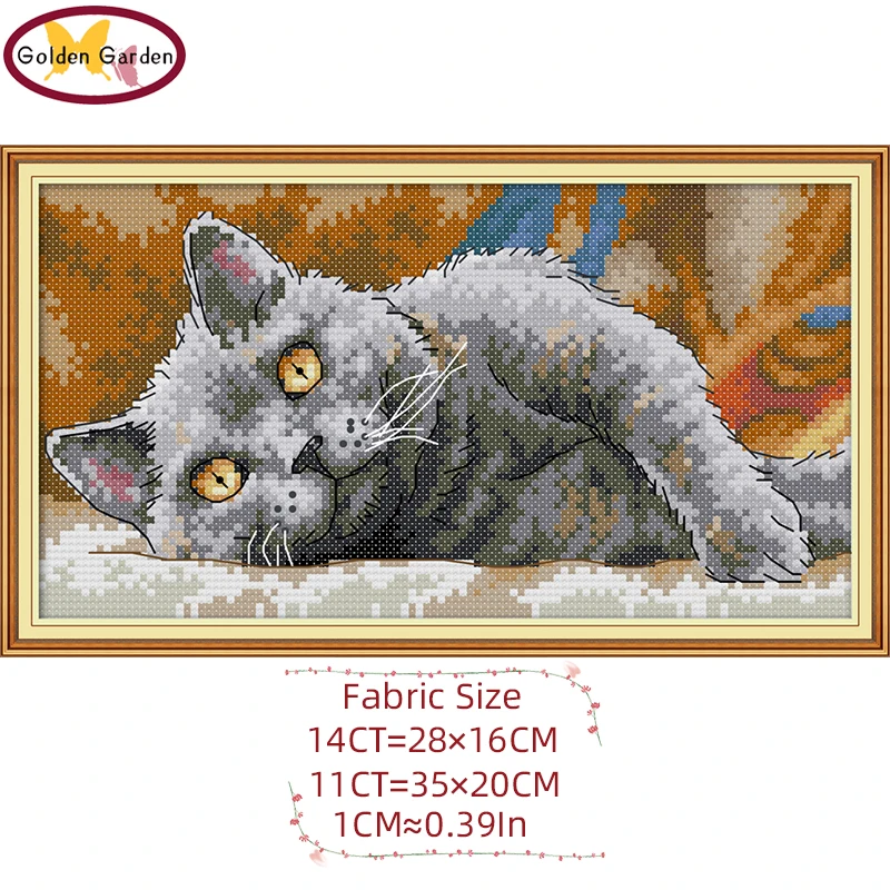 GG и рисунком ленивый кот животных радость воскресенье вышивки крестом наборы 11CT