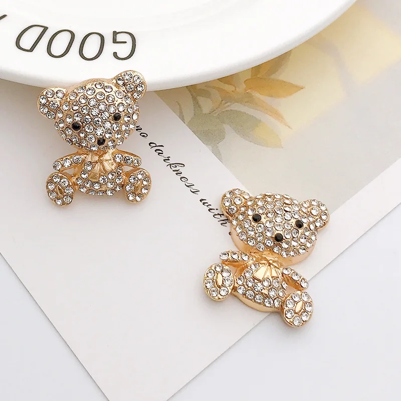 

New Alloy Diamond-Studded Bear Diy Jewelry Accessories Full Diamond Bear Mobile Phone Case Make Accessories Hole Shoes Material