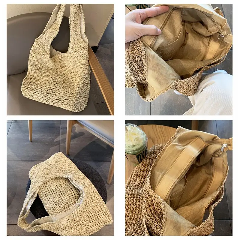 

Summer New Straw Bag Women Shoulder Bag Hand-woven Large Capacity Female Handbags Casual Beach Straw Women's Bag Whole Sale Drop