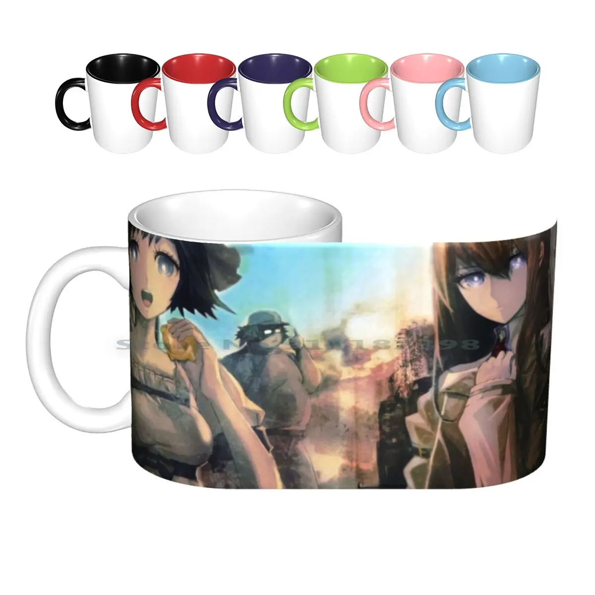 Керамические кружки с изображениями из Steins Gate - кружка кофе, чашка для молока, чайная кружка Окабе, Макисе Курису, Стейнсгейт, Дару он.