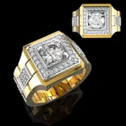 Роскошное мужское кольцо с натуральным камнем по месяцу рождения, креативные часы в форме хип-хопа, сверкающее кубическое кольцо, роскошное свадебное кольцо, ювелирные изделия