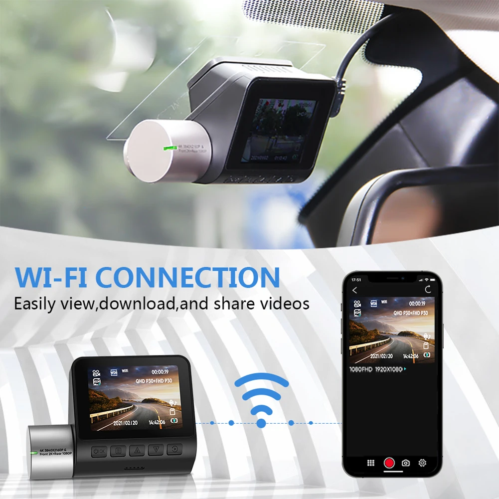 

Car Dash Cam Car DVR Built-in WiFi Dashcam with 2.0 inch IPS Screen 360 Degree Rotatable Lens G-Sensor Auto Accessories