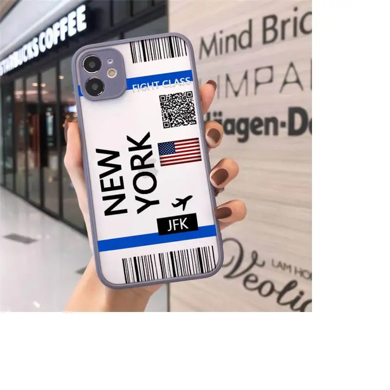 

design Cute FIRST CLASS PLANE TICKET Phone Case matte transparent For iphone 7 8 11 12 plus mini x xs xr pro max cover