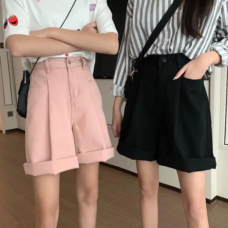 Женские плиссированные брюки до колена однотонные с высокой талией и карманами