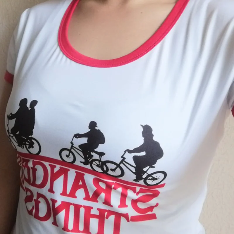 Nagodo футболка с короткими рукавами и надписью летняя футболка с принтом странных вещей и круглым вырезом для пары, Повседневная футболка Harajuku, белая женская футболка