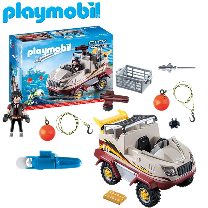 

Original Playmobil Building Blocks Amphibious Vehicle Model Set Police Car Building Blocks Educational Scene Block Boy Toy 9364