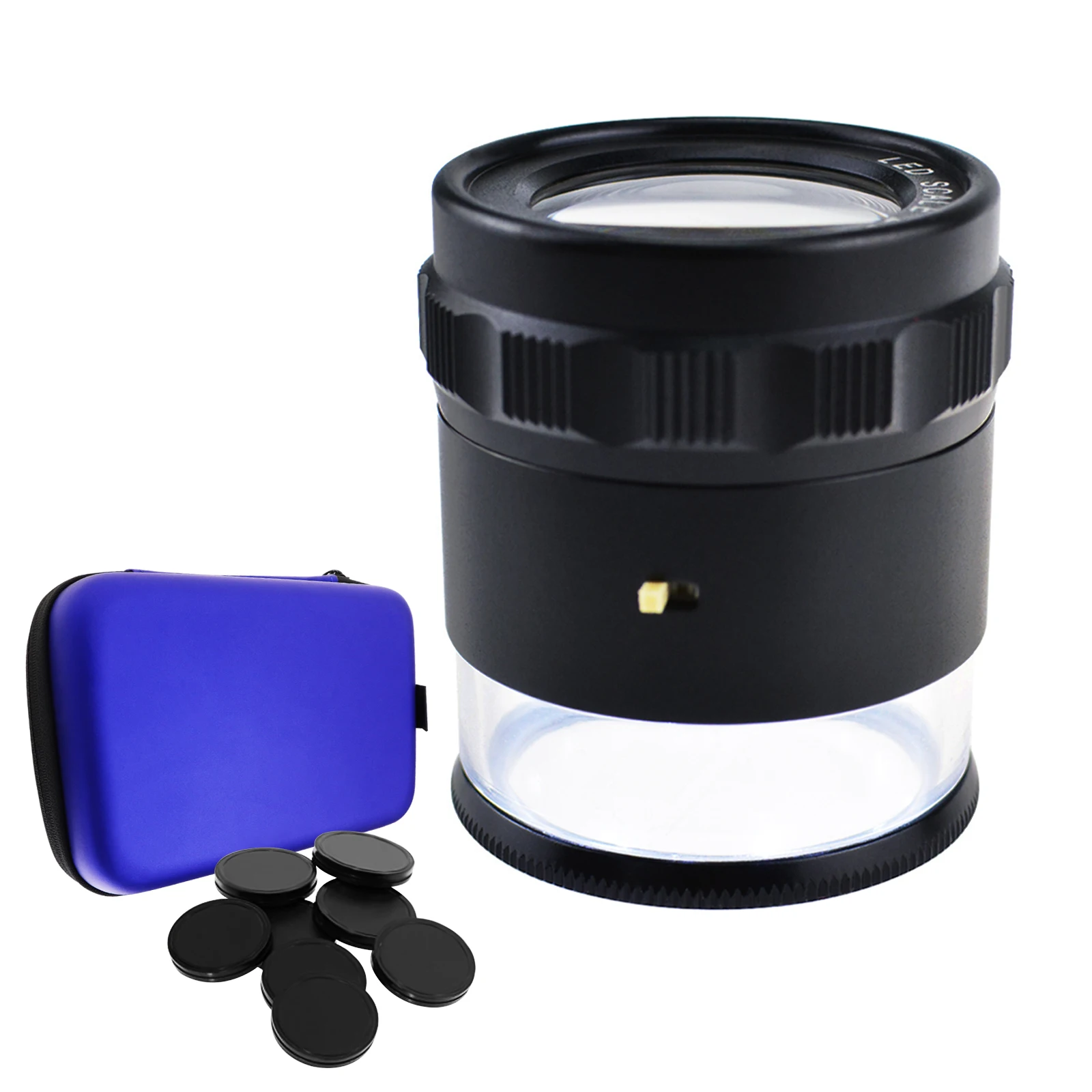 

Лупа для ювелирных изделий, увеличительное стекло, 10x25 мм, с 8 стеклянными сетчатыми шкалами, со светодиодной подсветкой 20 мм и 8 светодиодный