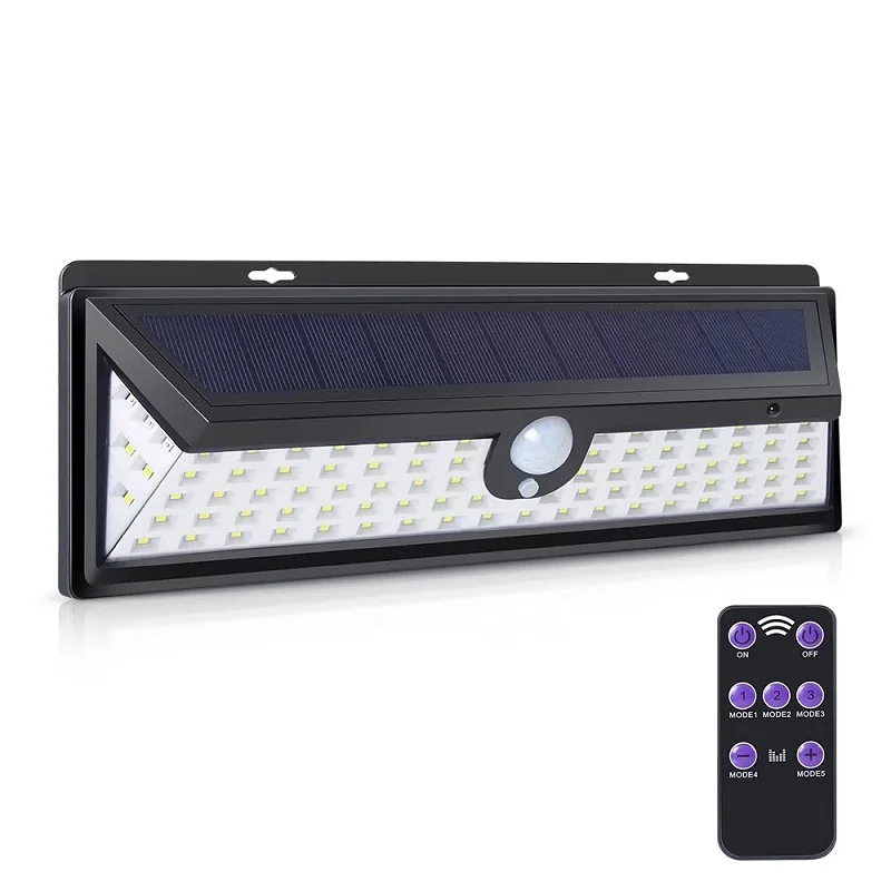 

Solar Light Sensor Motion With Remote Control PIR Alarm 92LED Solar Lamp For Garden Wall Solar Outdoor Lighting