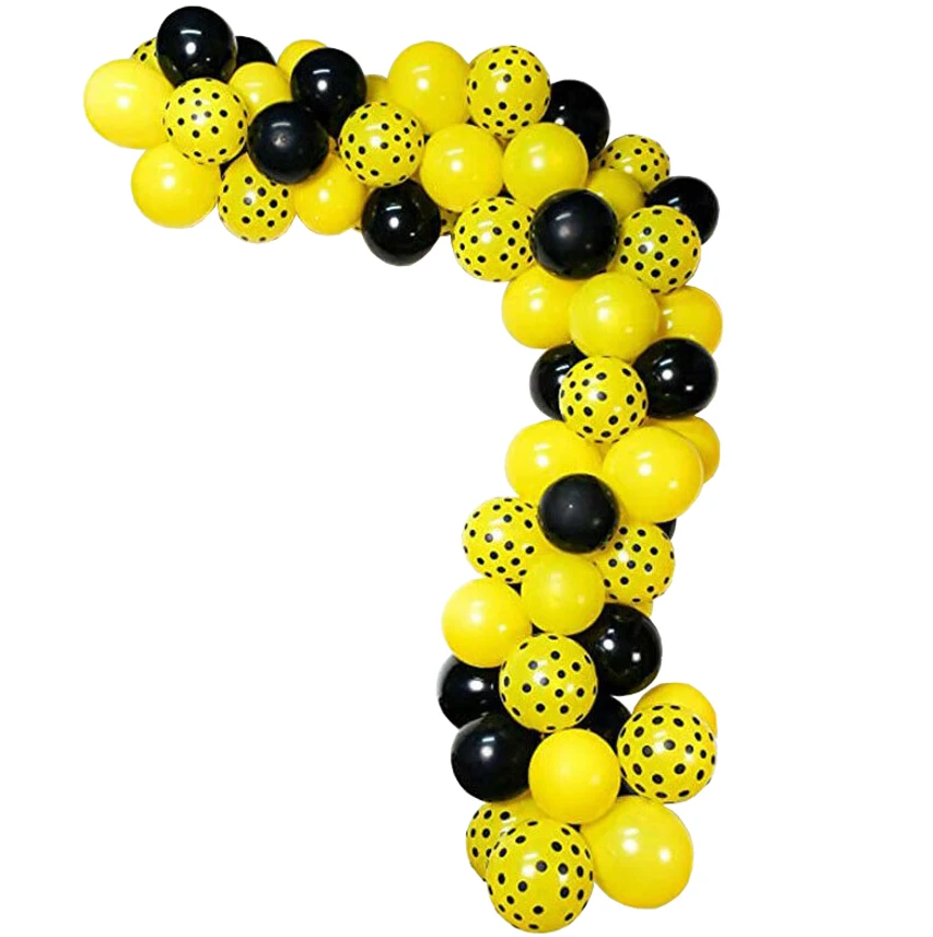 

Black Yellow Dotted Balloon Garland Arch Kit Bee Foil Balloon for Boy Girl Baby Shower Gender Reveal Birthday Party Decoration