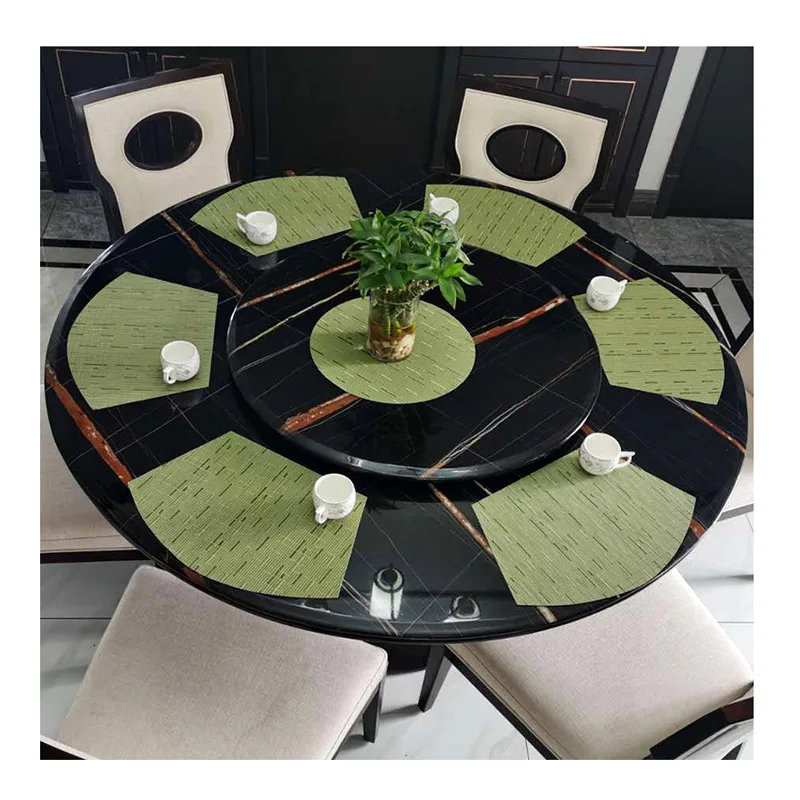 

Thermal Insulation Mat PVC Solid Color Bamboo Stripe Fan-shaped Anti Scald Pad Combination Table Mat For Hotel Restaurant