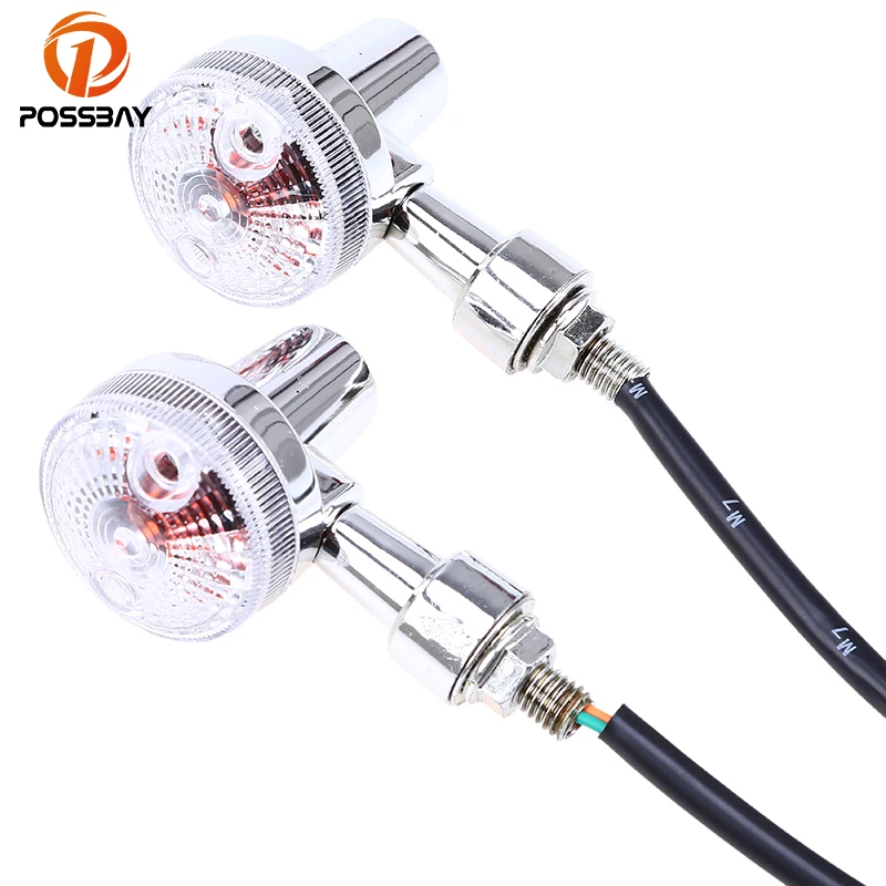 Хромированные поворотники POSSBAY для мотоциклов индикатор поворота лампа Кафе Racer