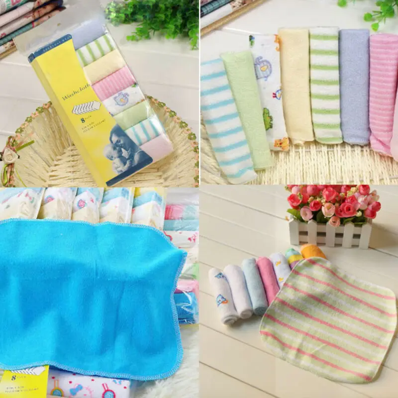 8 Pieces/Set Newborn Cotton Washcloth Wipe Cloth Baby Bath Towel Boys Feeding Girls Printing Scarf | Детская одежда и обувь