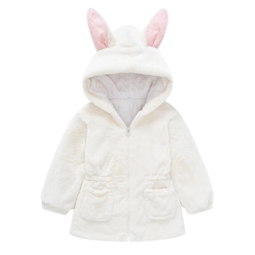 Baby girl autumn and winter long wool sweater faux fur coat plush cute hooded slim cotton baby warm |